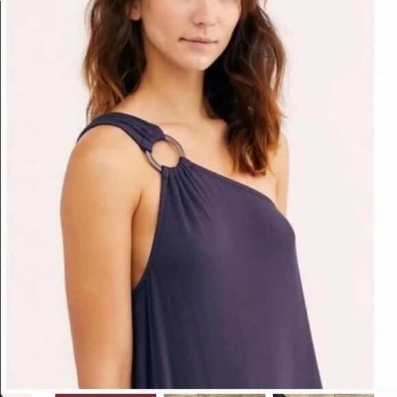 free people francesca midi one shoulder asymmetric dress size small oversized - Picture 2 of 2